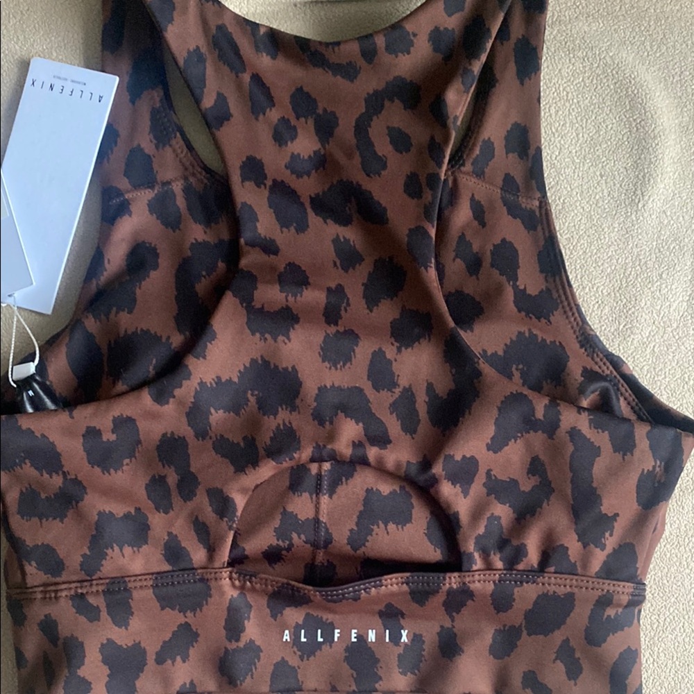 Cheetah Leopard Print Sports Bra Medium Animal Brown Black Top new ALLFENIX Long - Picture 7 of 10